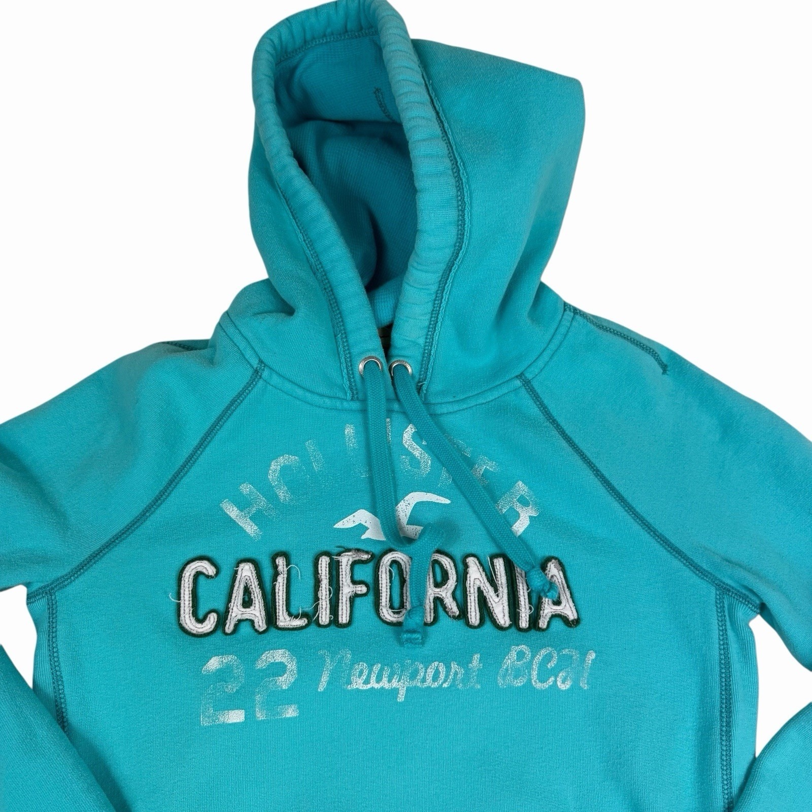 Vtg Y2k Womens Hollister South California Pullover Hoodie Sweatshirt Teal Medium
